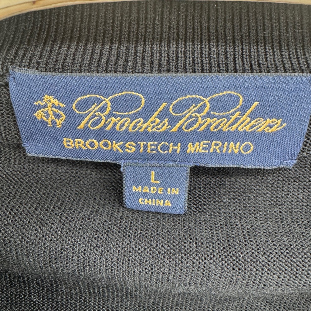 Brooks Brothers Brookstech Merino Wool V-Neck Sweater Mens‎ Large Black Pullover - Picture 6 of 10